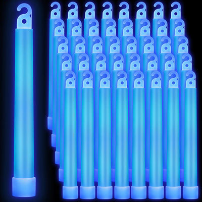 96 Pcs 6 Inch Large Bright Blue Glow Sticks