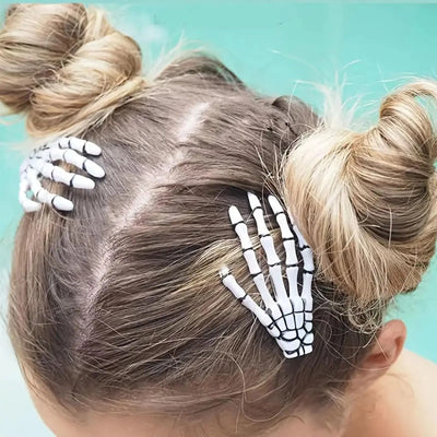 2pcs Skeleton Hand Hair Clips