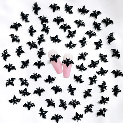 100Pcs Black Halloween Miniature Bats Nail Art Charm