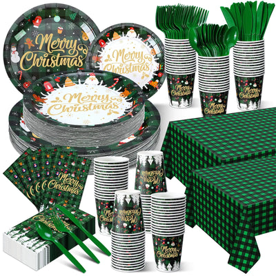 50 Set Christmas Disposable Plates and Napkins Party Supplies Disposable